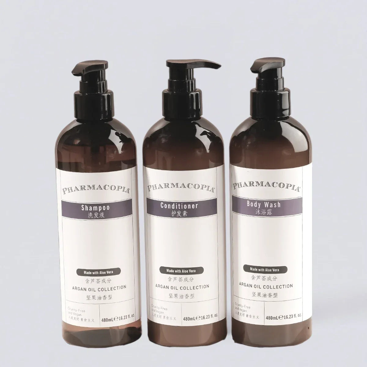 PHARMACOPIA Shampoo Conditioner Shower Gel (480ml) | Luxury Hotel Essentials