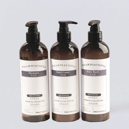 PHARMACOPIA Shampoo Conditioner Shower Gel (480ml) | Luxury Hotel Essentials